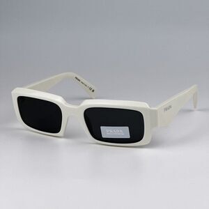 NEW Prada PR27ZS 17K08Z Talc White Dark Grey Unisex Rectangle Sunglasses PR 27ZS